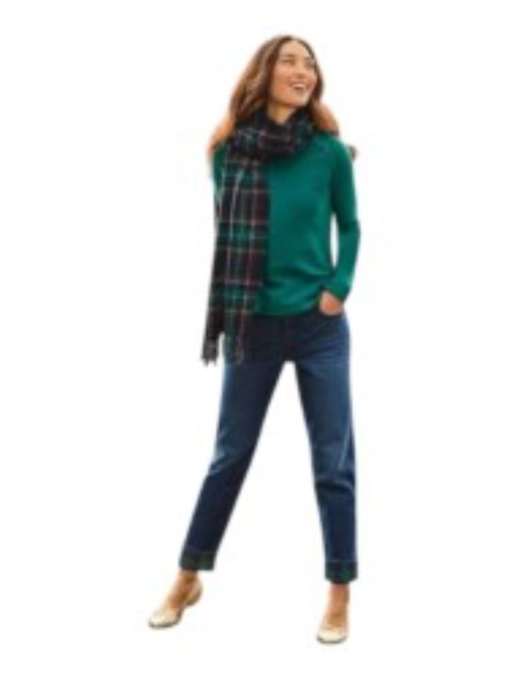 Talbots Plaid Cuff Everyday Relaxed Jeans 10